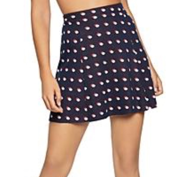 NWT BCBGeneration Navy Polka Dot Mini Flare Skirt - Picture 3 of 3
